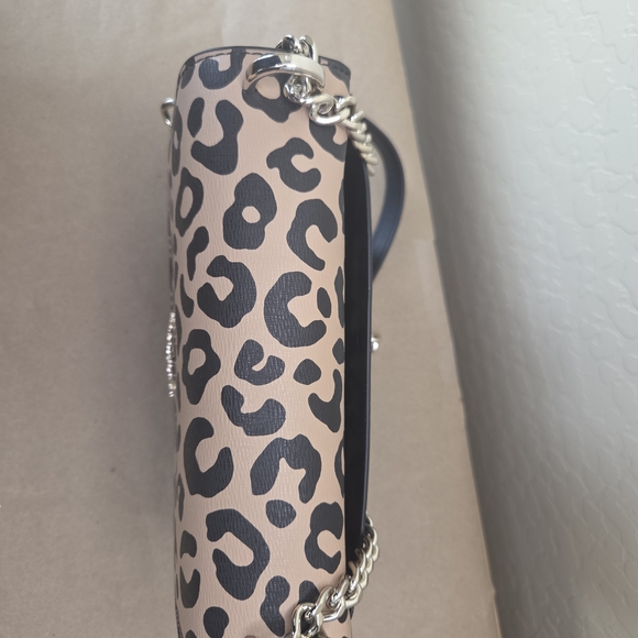 KATE SPADE NY Leopard Print Flap Crossbody Bag - Black & Tan - Silver Hardware - Picture 8 of 14